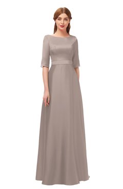 ColsBM Silver Etherea Bridesmaid Dresses Mature Floor Length Boat Zip up Sash A-line