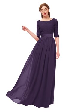 ColsBM Payton Blackberry Cordial Bridesmaid Dresses Sash A-line Modest Bateau Half Length Sleeve Zip up