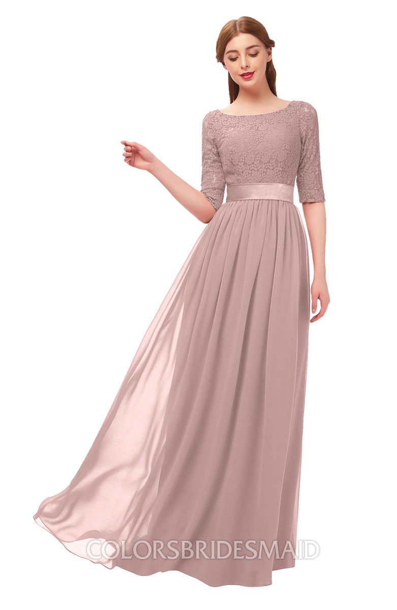 blush pink gown with sleeves