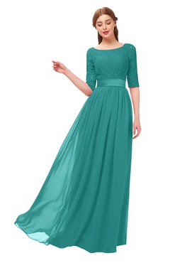 ColsBM Payton Emerald Green Bridesmaid Dresses Sash A-line Modest Bateau Half Length Sleeve Zip up