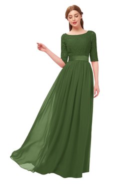 ColsBM Payton Garden Green Bridesmaid Dresses Sash A-line Modest Bateau Half Length Sleeve Zip up