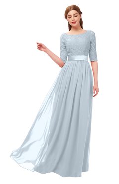 ColsBM Payton Illusion Blue Bridesmaid Dresses Sash A-line Modest Bateau Half Length Sleeve Zip up
