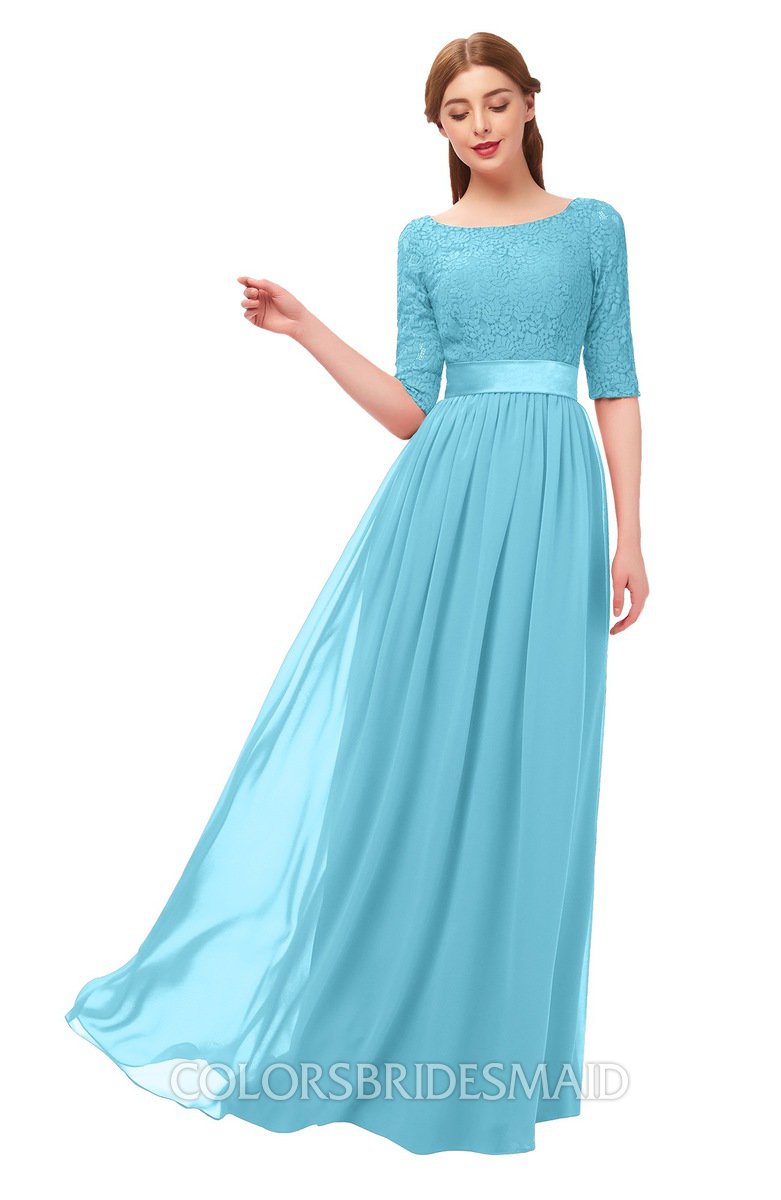 Modest Light Blue Bridesmaid Dresses ...