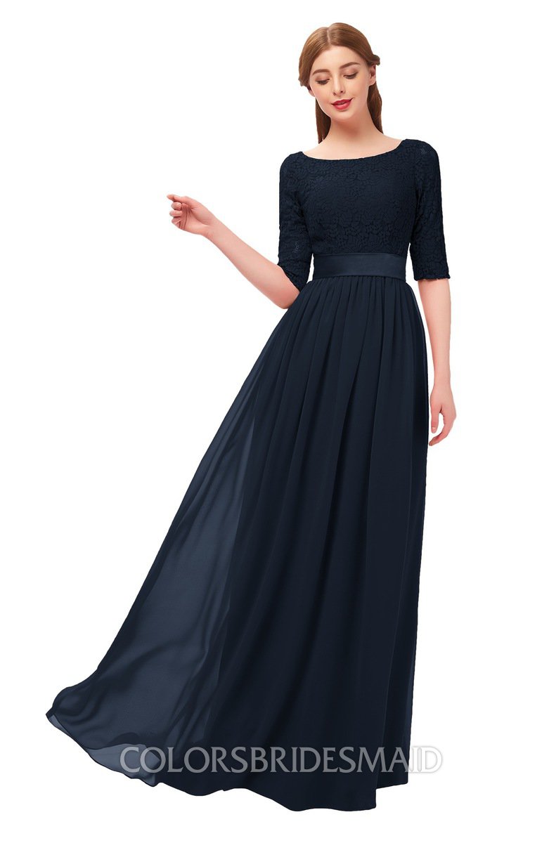 bridesmaid gown navy blue