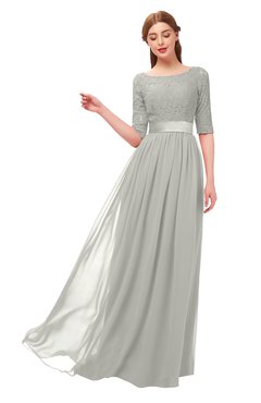 ColsBM Payton Platinum Bridesmaid Dresses Sash A-line Modest Bateau Half Length Sleeve Zip up