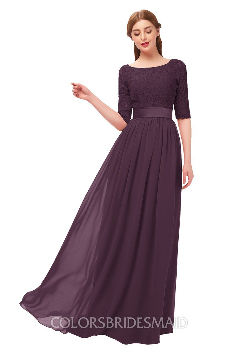 Plum Gown With Sleeves Sale, 52% OFF ...