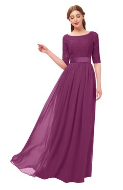 ColsBM Payton Bridesmaid Dresses Sash A-line Modest Bateau Half Length Sleeve Zip up