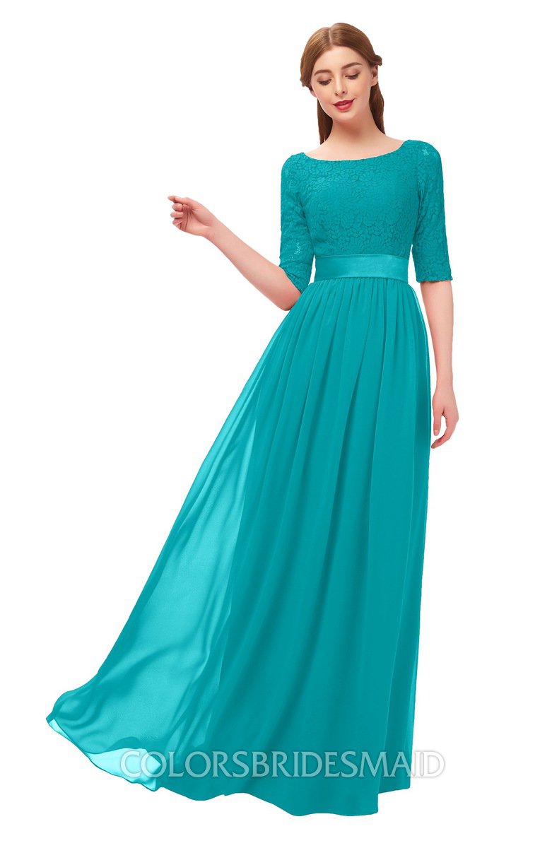 Allanah Cap Sleeve Bridesmaid Dress in Teal Green Size 22