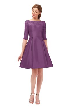 ColsBM Shiloh Argyle Purple Bridesmaid Dresses Elegant Zipper Elbow Length Sleeve Mini Baby Doll Lace