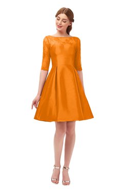 ColsBM Shiloh Orange Bridesmaid Dresses Elegant Zipper Elbow Length Sleeve Mini Baby Doll Lace