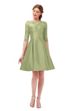 ColsBM Shiloh Pistachio Bridesmaid Dresses Elegant Zipper Elbow Length Sleeve Mini Baby Doll Lace