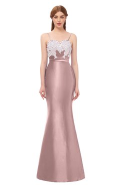 ColsBM Greer Light Coral Bridesmaid Dresses Trumpet Zip up Modern Court Train Spaghetti Sash