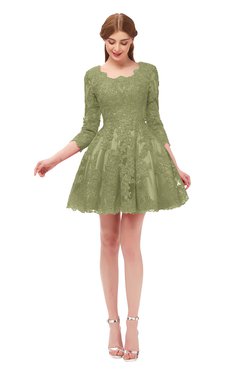 ColsBM Cass Fern Green Bridesmaid Dresses Zipper Three-fourths Length Sleeve Baby Doll Cute Mini Lace