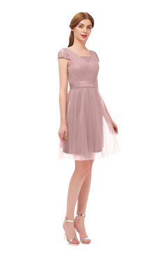 ColsBM Izzy Bridal Rose Bridesmaid Dresses Zip up Pleated Mini Short Sleeve A-line Elegant
