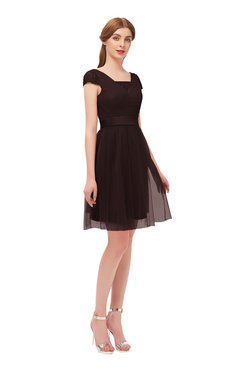 ColsBM Izzy Chocolate Brown Bridesmaid Dresses Zip up Pleated Mini Short Sleeve A-line Elegant