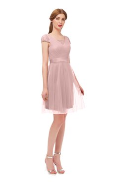 ColsBM Izzy Nectar Pink Bridesmaid Dresses Zip up Pleated Mini Short Sleeve A-line Elegant