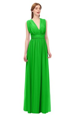 ColsBM Freya Classic Green Bridesmaid Dresses Floor Length V-neck A-line Sleeveless Sexy Zip up