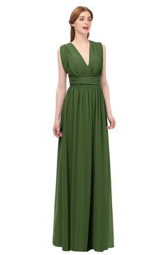 ColsBM Freya Garden Green Bridesmaid Dresses Floor Length V-neck A-line Sleeveless Sexy Zip up