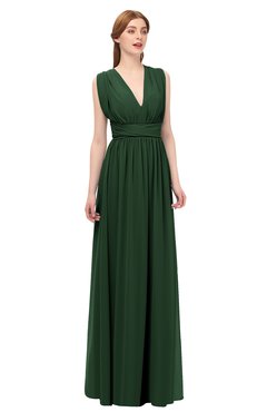 ColsBM Freya Hunter Green Bridesmaid Dresses Floor Length V-neck A-line Sleeveless Sexy Zip up