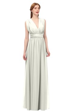 ColsBM Freya Ivory Bridesmaid Dresses Floor Length V-neck A-line Sleeveless Sexy Zip up