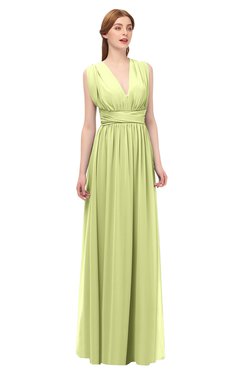ColsBM Freya Lime Green Bridesmaid Dresses Floor Length V-neck A-line Sleeveless Sexy Zip up