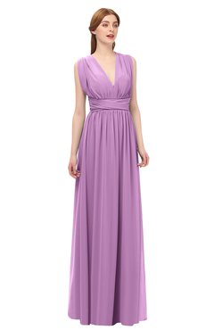 ColsBM Freya Orchid Bridesmaid Dresses Floor Length V-neck A-line Sleeveless Sexy Zip up