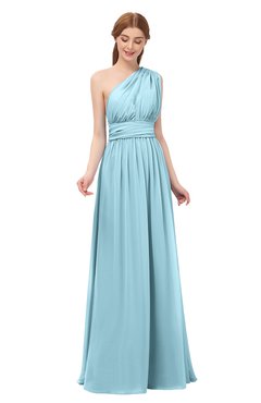 ColsBM Avery Aqua Bridesmaid Dresses One Shoulder Ruching Glamorous Floor Length A-line Backless
