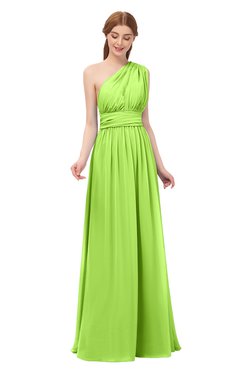 ColsBM Avery Bright Green Bridesmaid Dresses One Shoulder Ruching Glamorous Floor Length A-line Backless