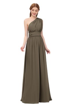 ColsBM Avery Carafe Brown Bridesmaid Dresses One Shoulder Ruching Glamorous Floor Length A-line Backless
