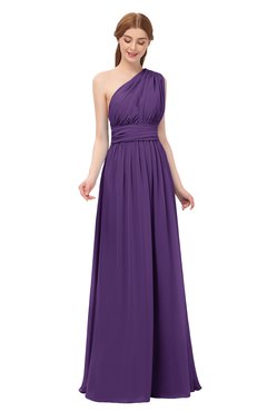ColsBM Avery Dark Purple Bridesmaid Dresses One Shoulder Ruching Glamorous Floor Length A-line Backless
