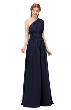 ColsBM Avery Dark Sapphire Bridesmaid Dresses One Shoulder Ruching Glamorous Floor Length A-line Backless
