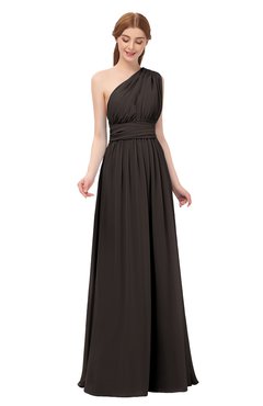 ColsBM Avery Fudge Brown Bridesmaid Dresses One Shoulder Ruching Glamorous Floor Length A-line Backless