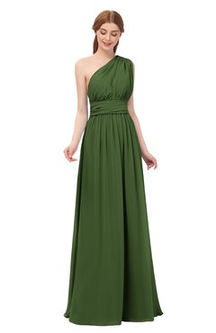 ColsBM Avery Garden Green Bridesmaid Dresses One Shoulder Ruching Glamorous Floor Length A-line Backless