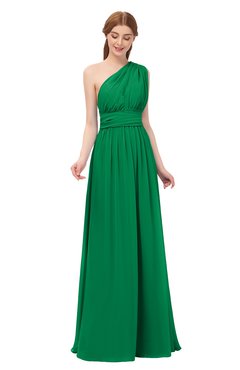 ColsBM Avery Green Bridesmaid Dresses One Shoulder Ruching Glamorous Floor Length A-line Backless