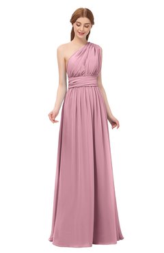 ColsBM Avery Light Coral Bridesmaid Dresses One Shoulder Ruching Glamorous Floor Length A-line Backless