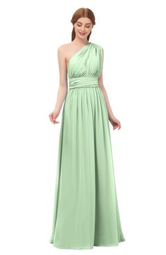 ColsBM Avery Light Green Bridesmaid Dresses One Shoulder Ruching Glamorous Floor Length A-line Backless
