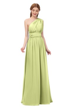 ColsBM Avery Lime Green Bridesmaid Dresses One Shoulder Ruching Glamorous Floor Length A-line Backless
