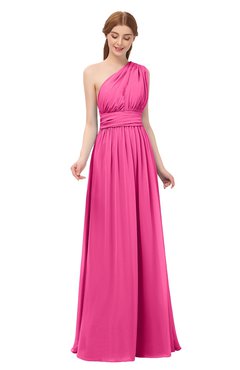 ColsBM Avery Rose Pink Bridesmaid Dresses One Shoulder Ruching Glamorous Floor Length A-line Backless
