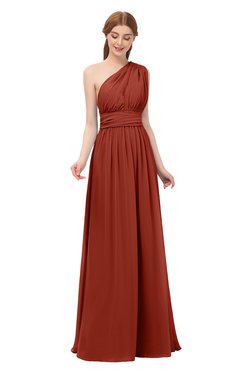ColsBM Avery Rust Bridesmaid Dresses One Shoulder Ruching Glamorous Floor Length A-line Backless