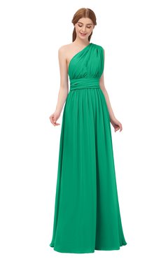 ColsBM Avery Sea Green Bridesmaid Dresses One Shoulder Ruching Glamorous Floor Length A-line Backless
