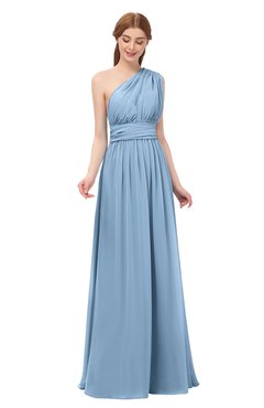 ColsBM Avery Sky Blue Bridesmaid Dresses One Shoulder Ruching Glamorous Floor Length A-line Backless