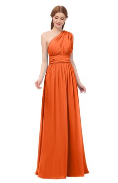 ColsBM Avery Tangerine Bridesmaid Dresses One Shoulder Ruching Glamorous Floor Length A-line Backless