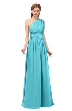 ColsBM Avery Turquoise Bridesmaid Dresses One Shoulder Ruching Glamorous Floor Length A-line Backless