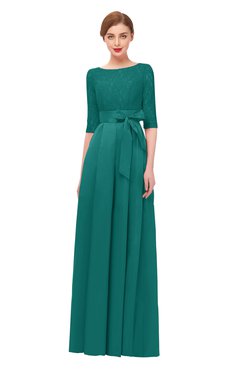 ColsBM Aisha Green-blue Slate Bridesmaid Dresses Sash A-line Floor Length Mature Sabrina Zipper