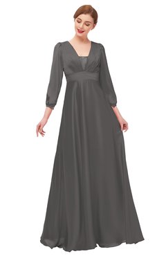 ColsBM Andie Dark Gull Gray Bridesmaid Dresses Ruching Modest Zipper Floor Length A-line V-neck