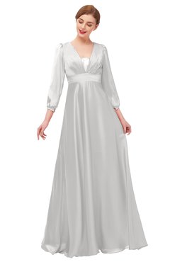 ColsBM Andie Silver Gray Bridesmaid Dresses Ruching Modest Zipper Floor Length A-line V-neck
