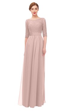 ColsBM Lola Dusty Rose Bridesmaid Dresses Zip up Boat A-line Half Length Sleeve Modest Lace