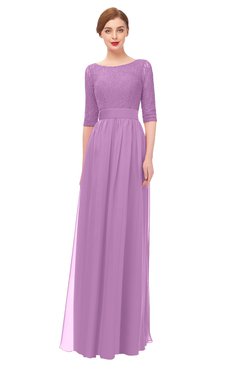 ColsBM Lola Orchid Bridesmaid Dresses Zip up Boat A-line Half Length Sleeve Modest Lace