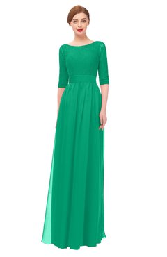 ColsBM Lola Pepper Green Bridesmaid Dresses Zip up Boat A-line Half Length Sleeve Modest Lace
