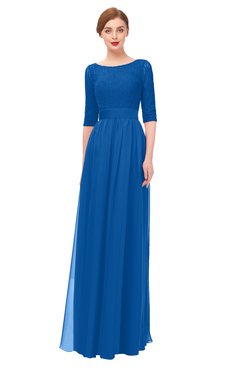 ColsBM Lola Royal Blue Bridesmaid Dresses Zip up Boat A-line Half Length Sleeve Modest Lace